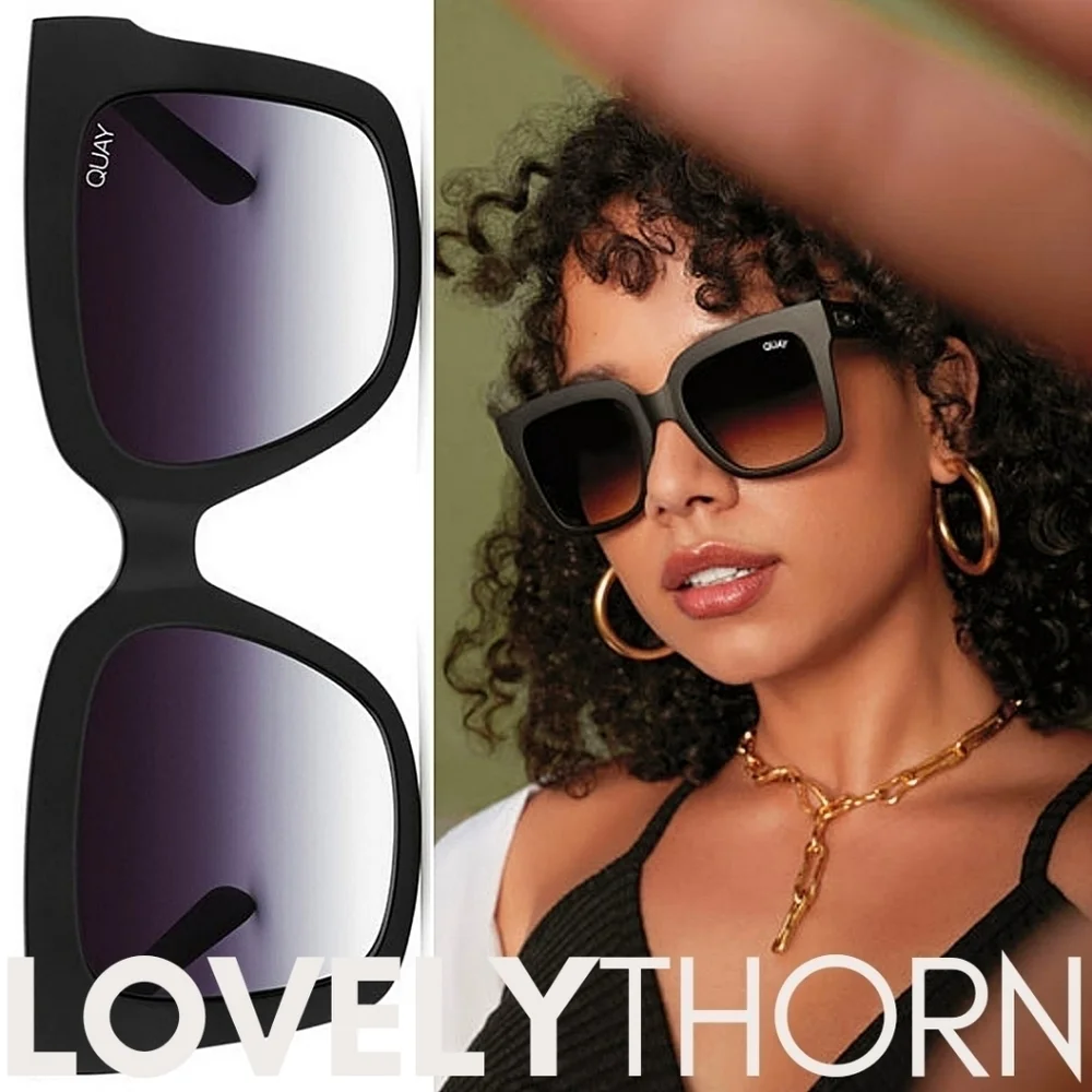 QUAY // ltd ed icy black oversize thick square frame smoke fade lens sunglasses